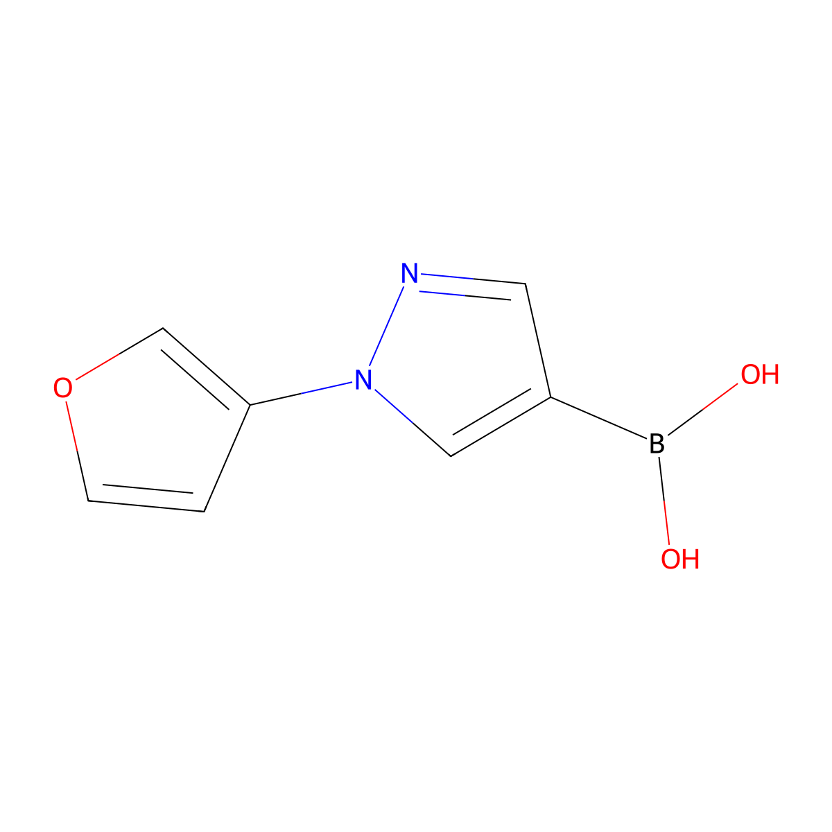 (1-(Furan-3-yl)-1H-pyrazol-4-yl)boronic acid molecular structure, CAS 2225169-19-5
