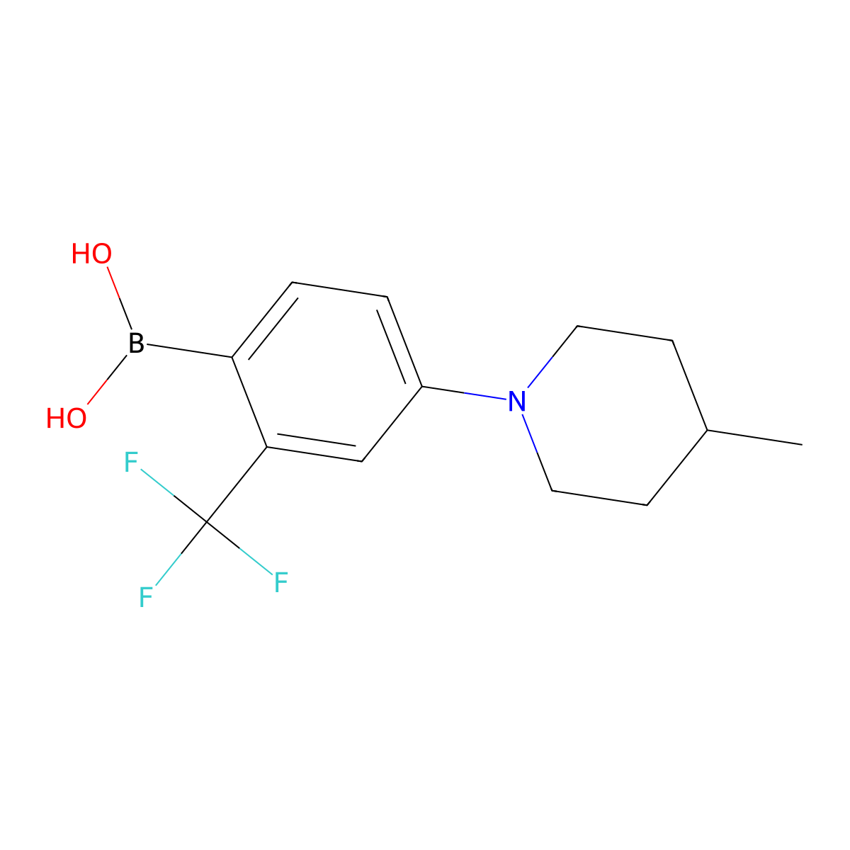 2-Trifluoromethyl-4-(4-methylpiperidin-1-yl)phenylboronic acid molecular structure, CAS 2225169-20-8