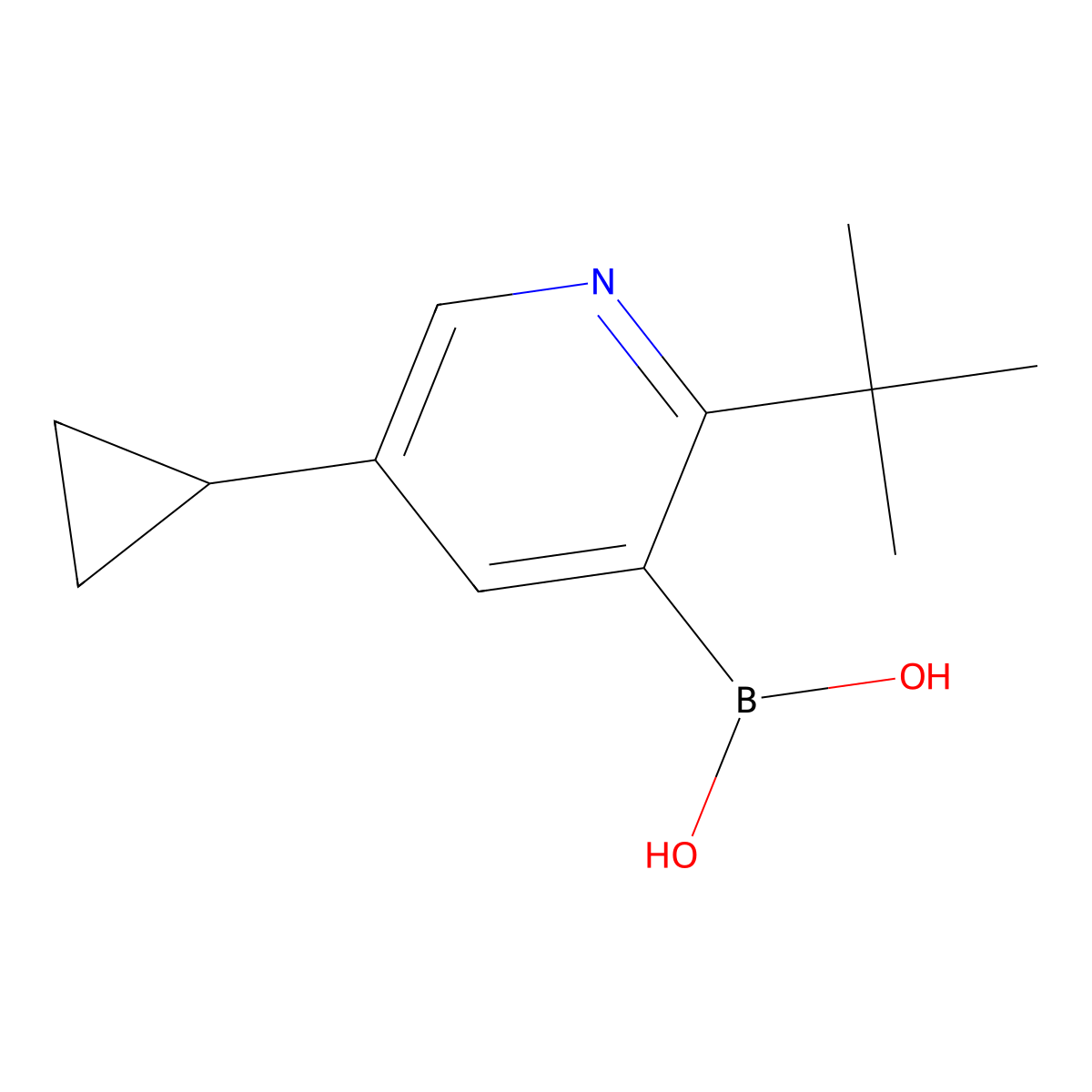 (2-(tert-Butyl)-5-cyclopropylpyridin-3-yl)boronic acid molecular structure, CAS 2225169-23-1