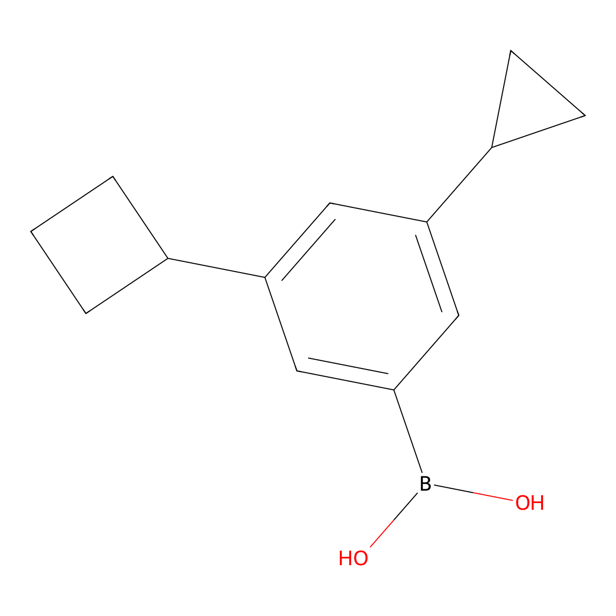 (3-Cyclobutyl-5-cyclopropylphenyl)boronic acid molecular structure, CAS 2225169-25-3