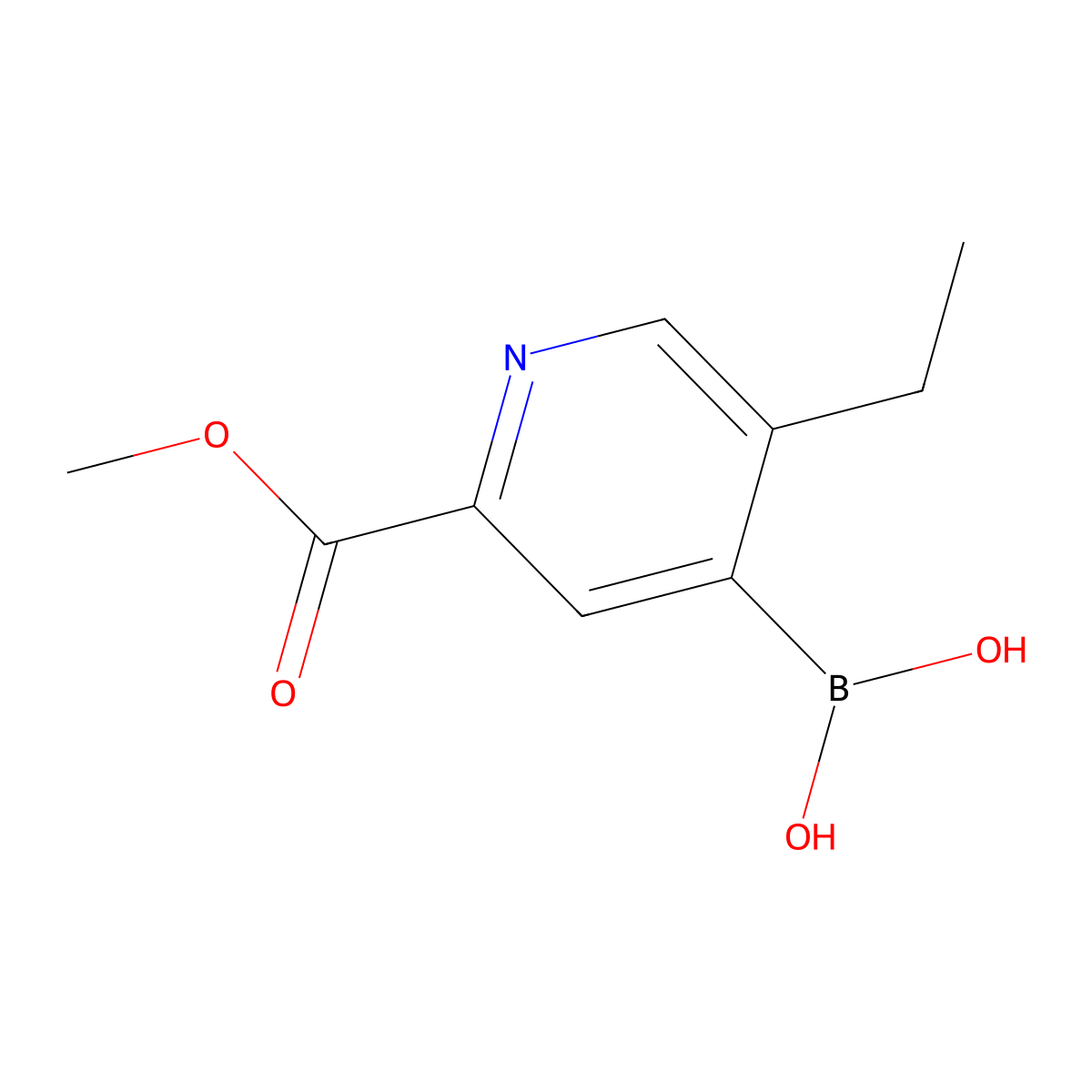 (5-Ethyl-2-(methoxycarbonyl)pyridin-4-yl)boronic acid molecular structure, CAS 2225169-29-7