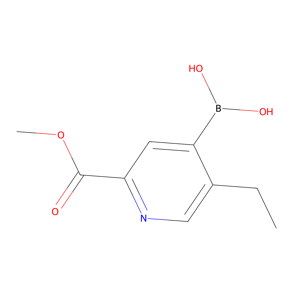 (5-Ethyl-2-(methoxycarbonyl)pyridin-4-yl)boronic acid molecular structure, CAS 2225169-29-7