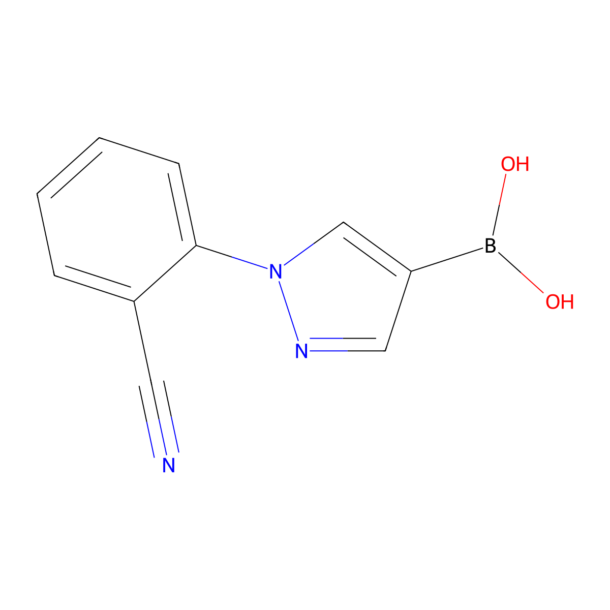 (1-(2-Cyanophenyl)-1H-pyrazol-4-yl)boronic acid molecular structure, CAS 2225169-32-2