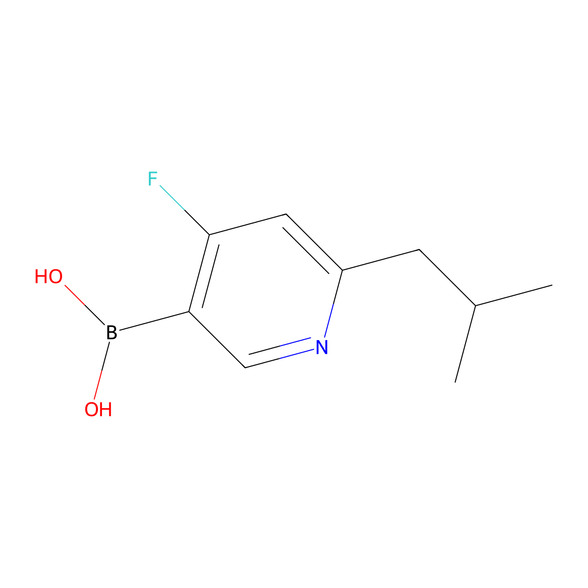 (4-Fluoro-6-isobutylpyridin-3-yl)boronic acid molecular structure, CAS 2225169-34-4