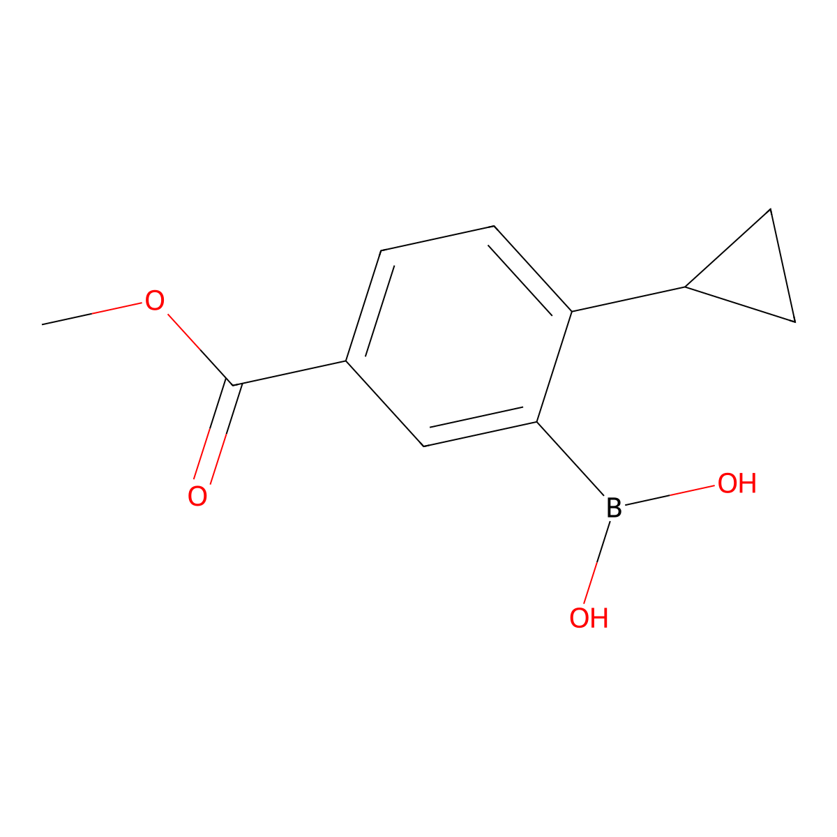 (2-Cyclopropyl-5-(methoxycarbonyl)phenyl)boronic acid molecular structure, CAS 2225169-37-7