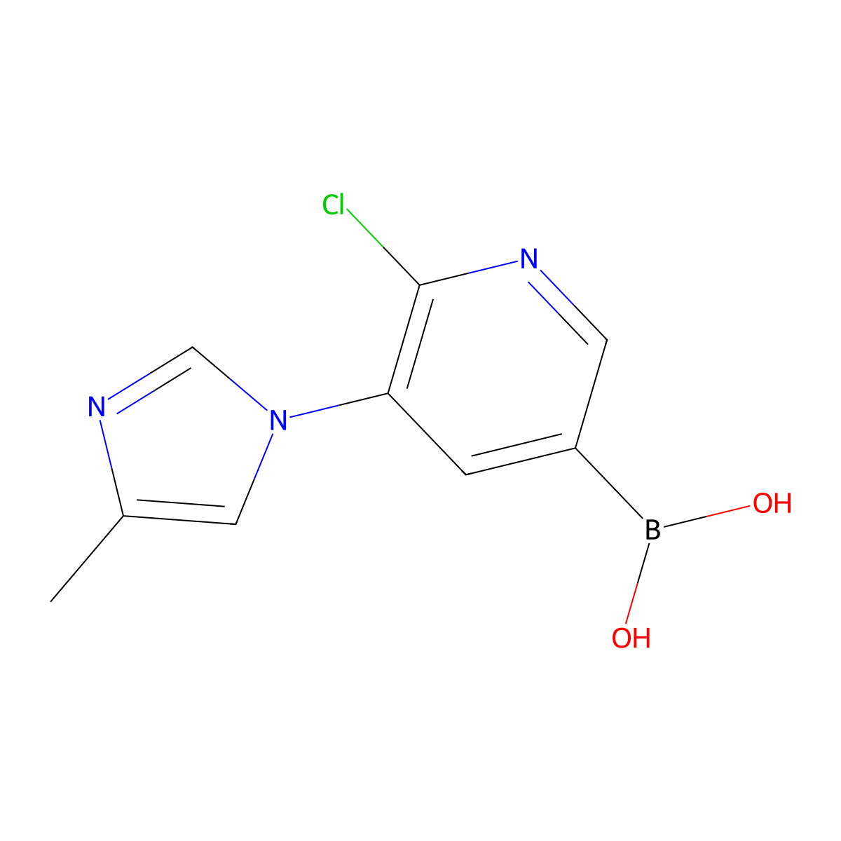 6-Chloro-5-(4-methylimidazol-1-yl)pyridine-3-boronic acid molecular structure, CAS 2225169-38-8