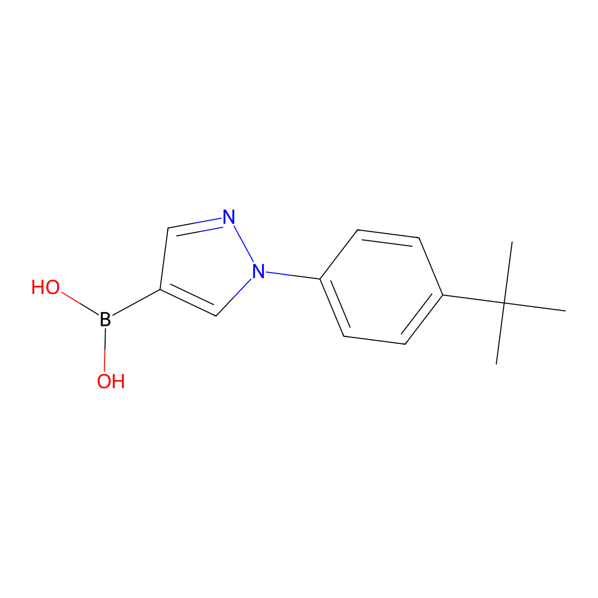 (1-(4-(tert-Butyl)phenyl)-1H-pyrazol-4-yl)boronic acid molecular structure, CAS 2225169-39-9