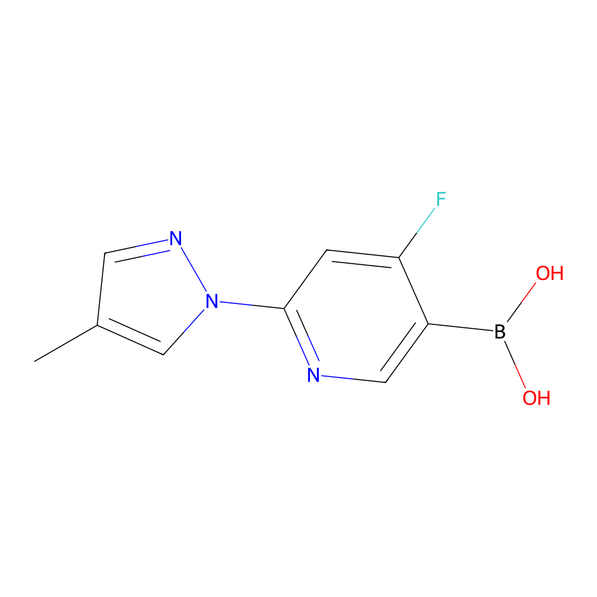 (4-Fluoro-6-(4-methyl-1H-pyrazol-1-yl)pyridin-3-yl)boronic acid molecular structure, CAS 2225169-40-2