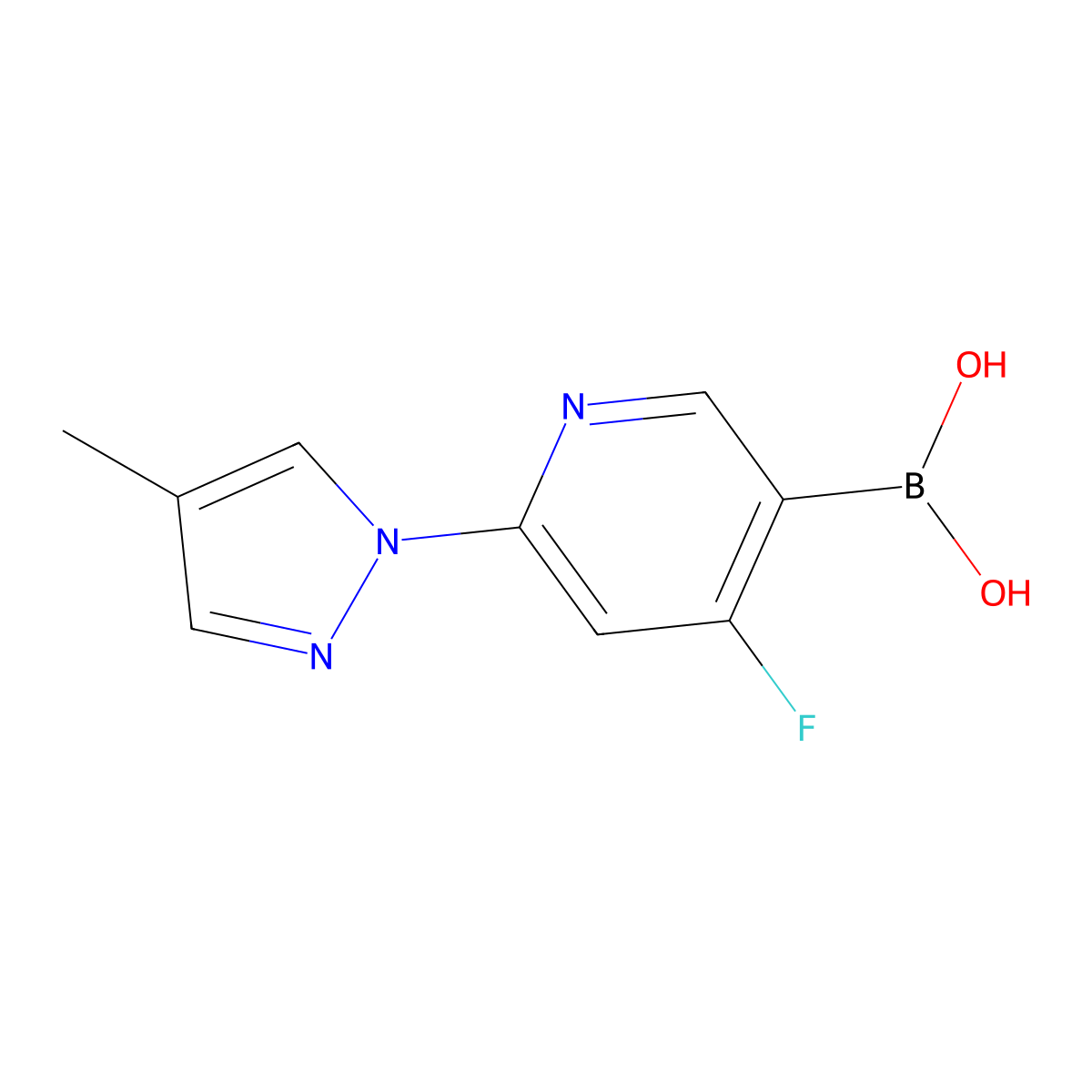 (4-Fluoro-6-(4-methyl-1H-pyrazol-1-yl)pyridin-3-yl)boronic acid molecular structure, CAS 2225169-40-2