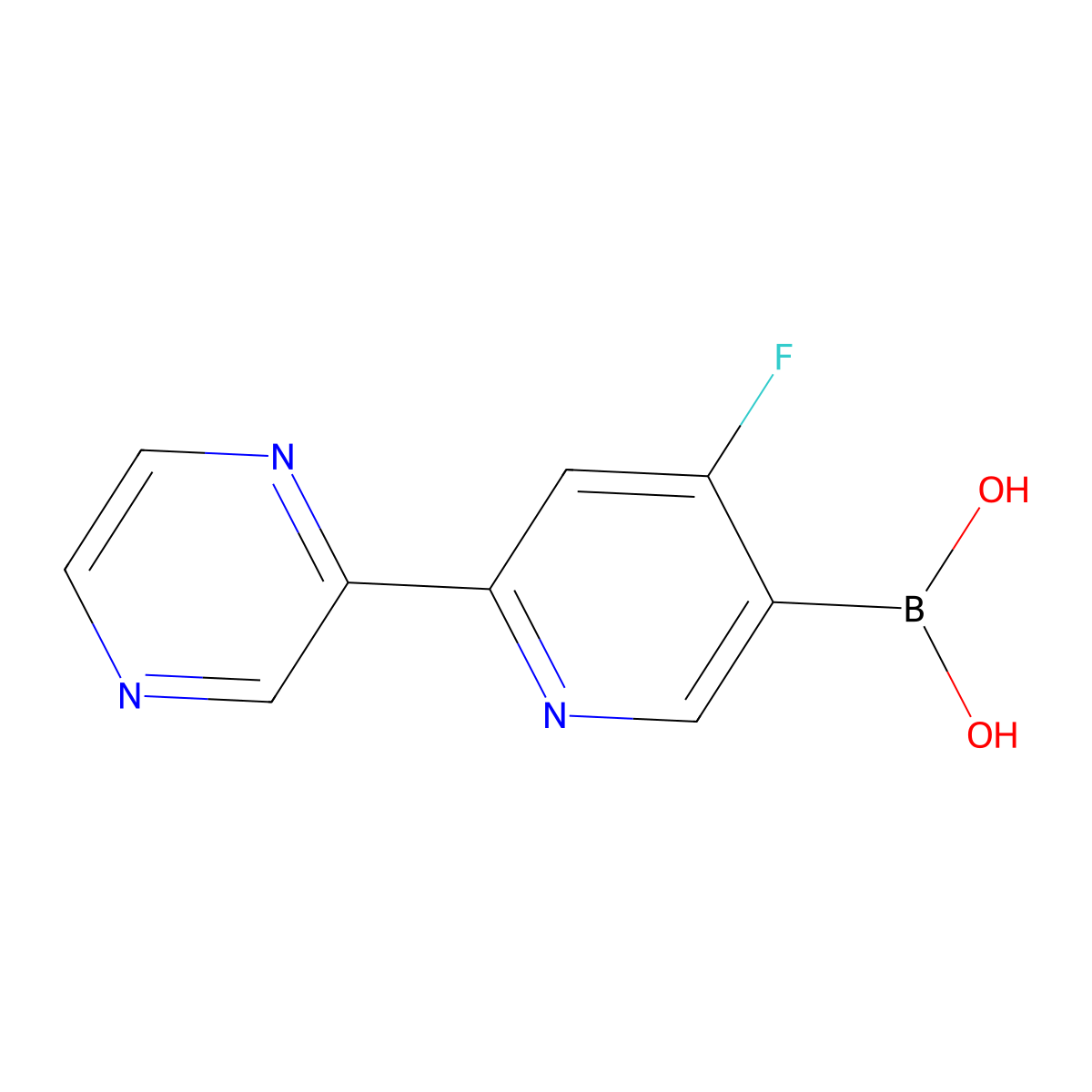 (4-Fluoro-6-(pyrazin-2-yl)pyridin-3-yl)boronic acid molecular structure, CAS 2225169-43-5