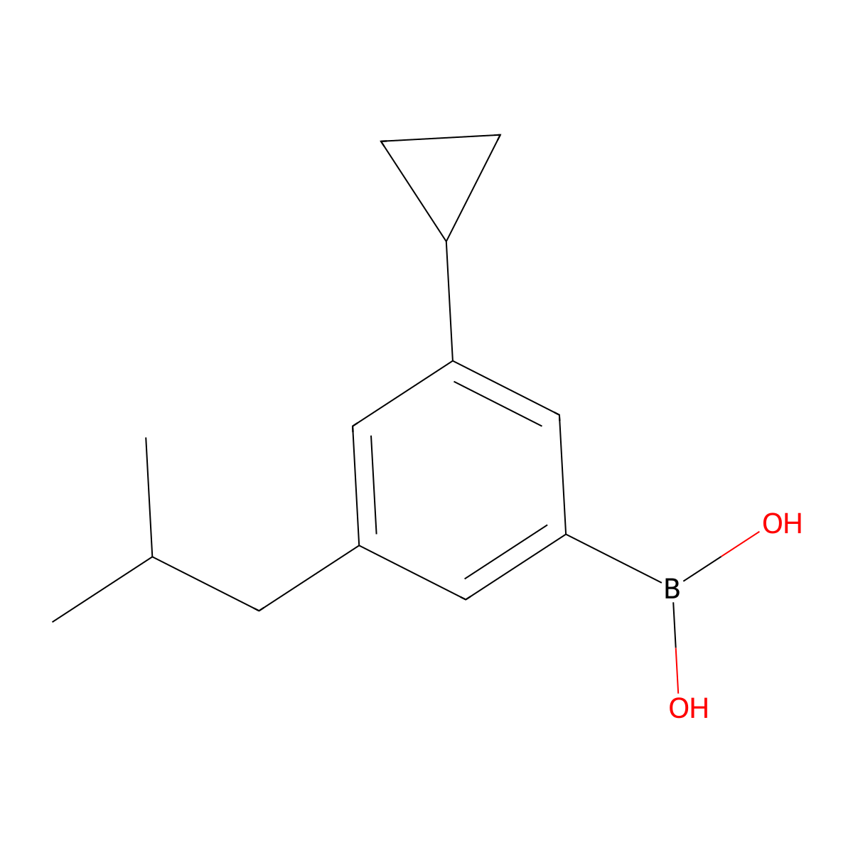 (3-Cyclopropyl-5-isobutylphenyl)boronic acid molecular structure, CAS 2225169-44-6