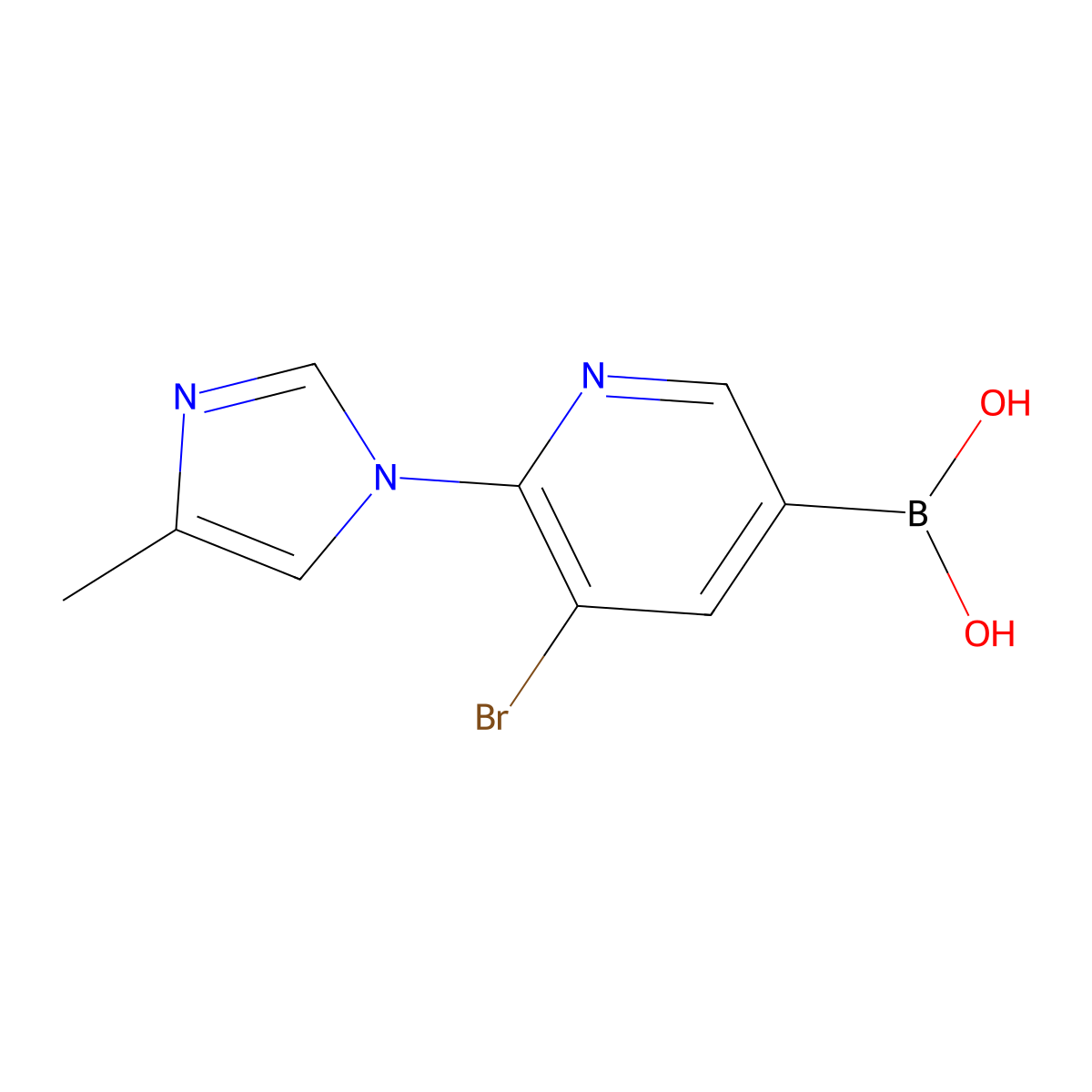 (5-Bromo-6-(4-methyl-1H-imidazol-1-yl)pyridin-3-yl)boronic acid molecular structure, CAS 2225169-49-1