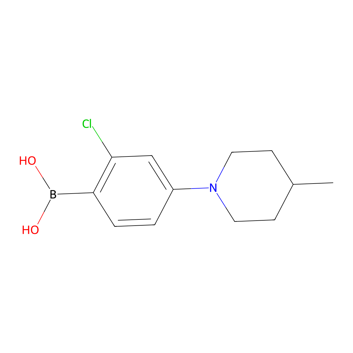 (2-Chloro-4-(4-methylpiperidin-1-yl)phenyl)boronic acid molecular structure, CAS 2225169-54-8