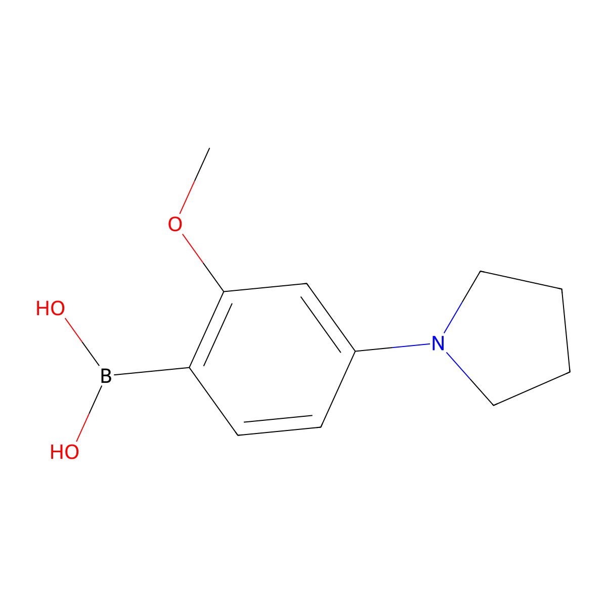 (2-Methoxy-4-(pyrrolidin-1-yl)phenyl)boronic acid molecular structure, CAS 2225169-58-2