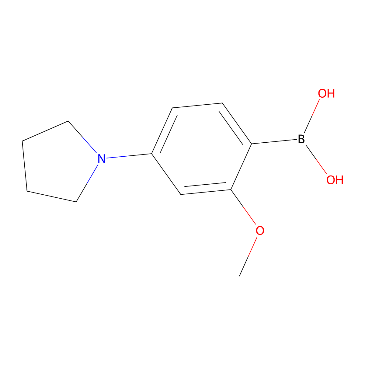 (2-Methoxy-4-(pyrrolidin-1-yl)phenyl)boronic acid molecular structure, CAS 2225169-58-2