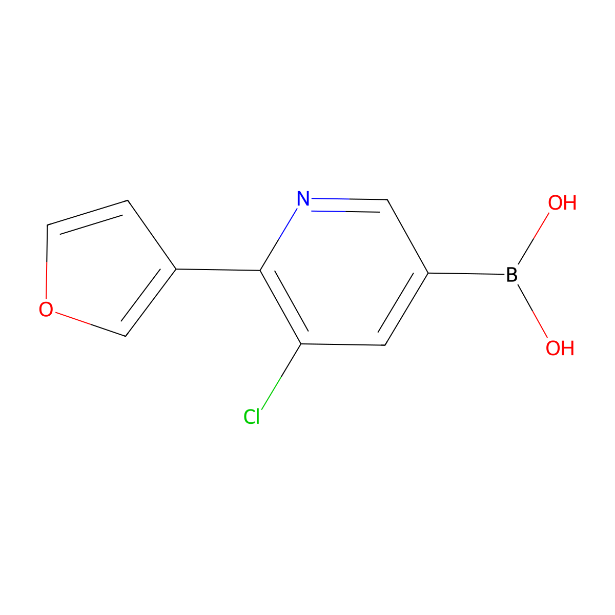 (5-Chloro-6-(furan-3-yl)pyridin-3-yl)boronic acid molecular structure, CAS 2225169-59-3