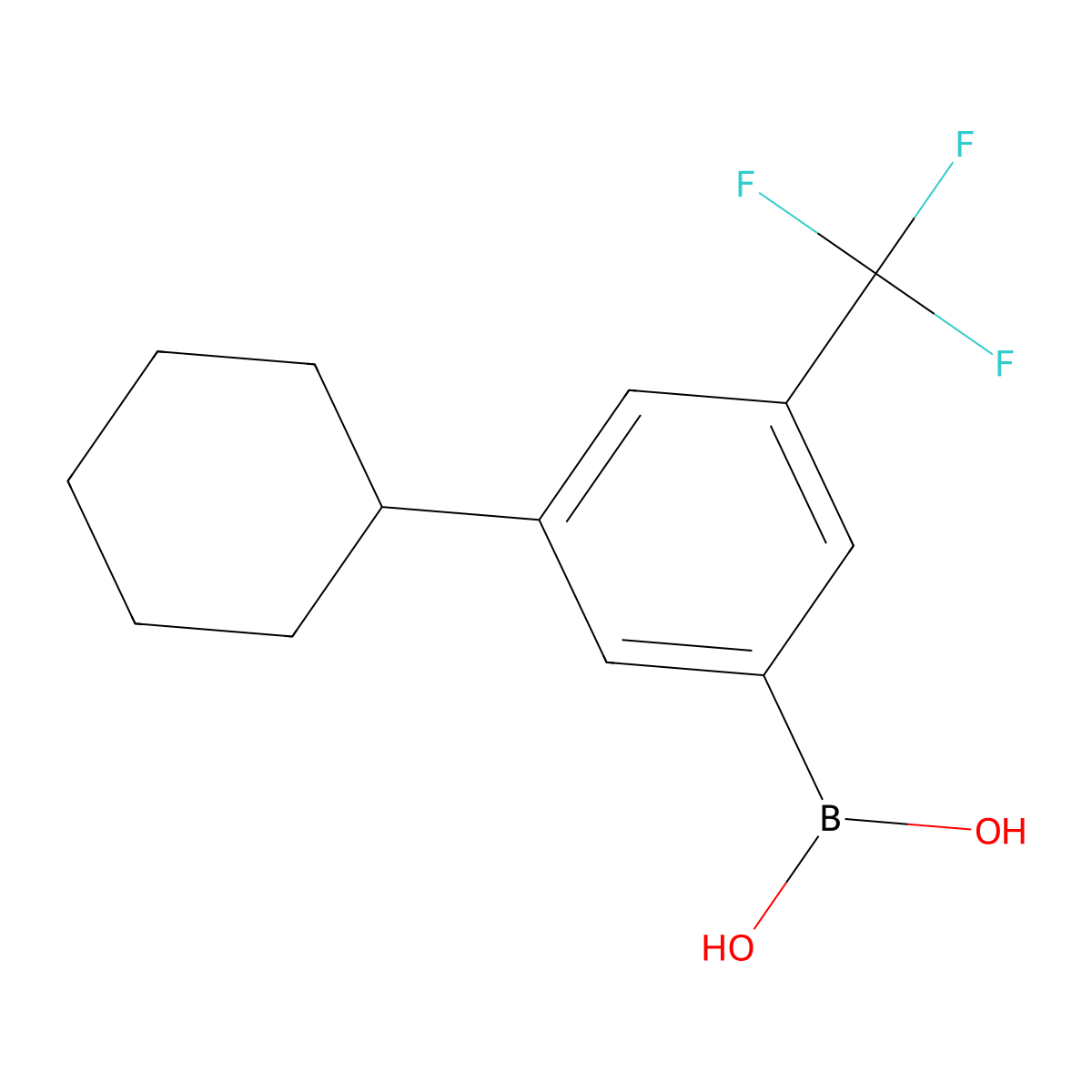 (3-Cyclohexyl-5-(trifluoromethyl)phenyl)boronic acid molecular structure, CAS 2225169-61-7