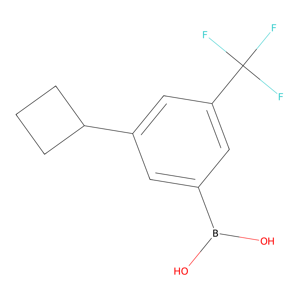 (3-Cyclobutyl-5-(trifluoromethyl)phenyl)boronic acid molecular structure, CAS 2225169-62-8