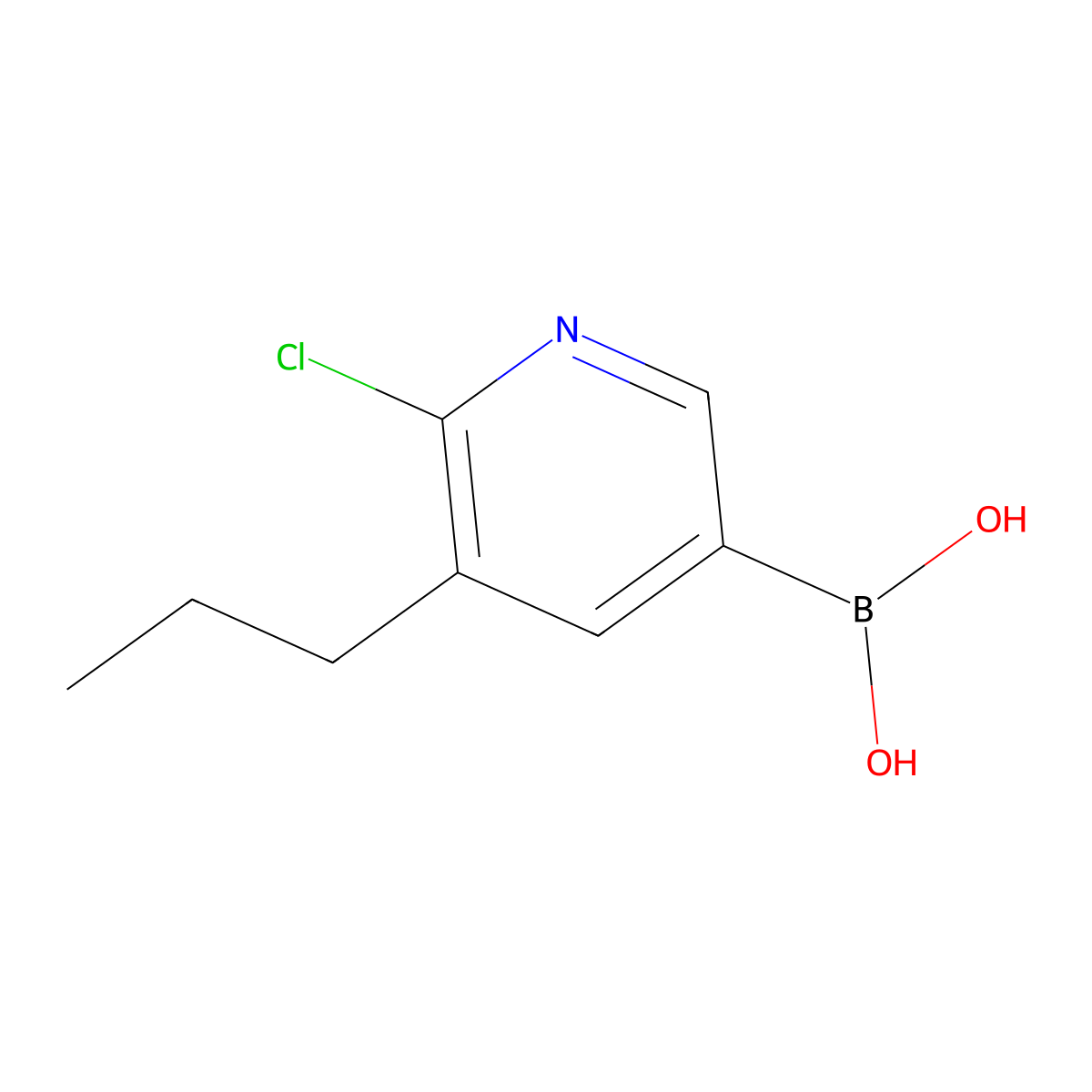 6-Chloro-5-(n-propyl)pyridine-3-boronic acid molecular structure, CAS 2225169-66-2