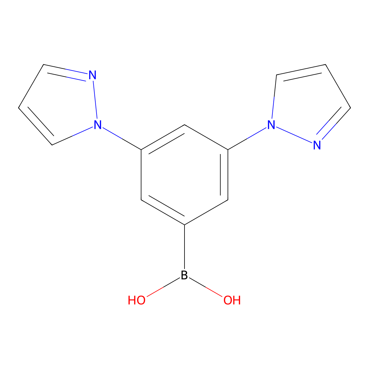 (3,5-Di(1H-pyrazol-1-yl)phenyl)boronic acid molecular structure, CAS 2225169-70-8