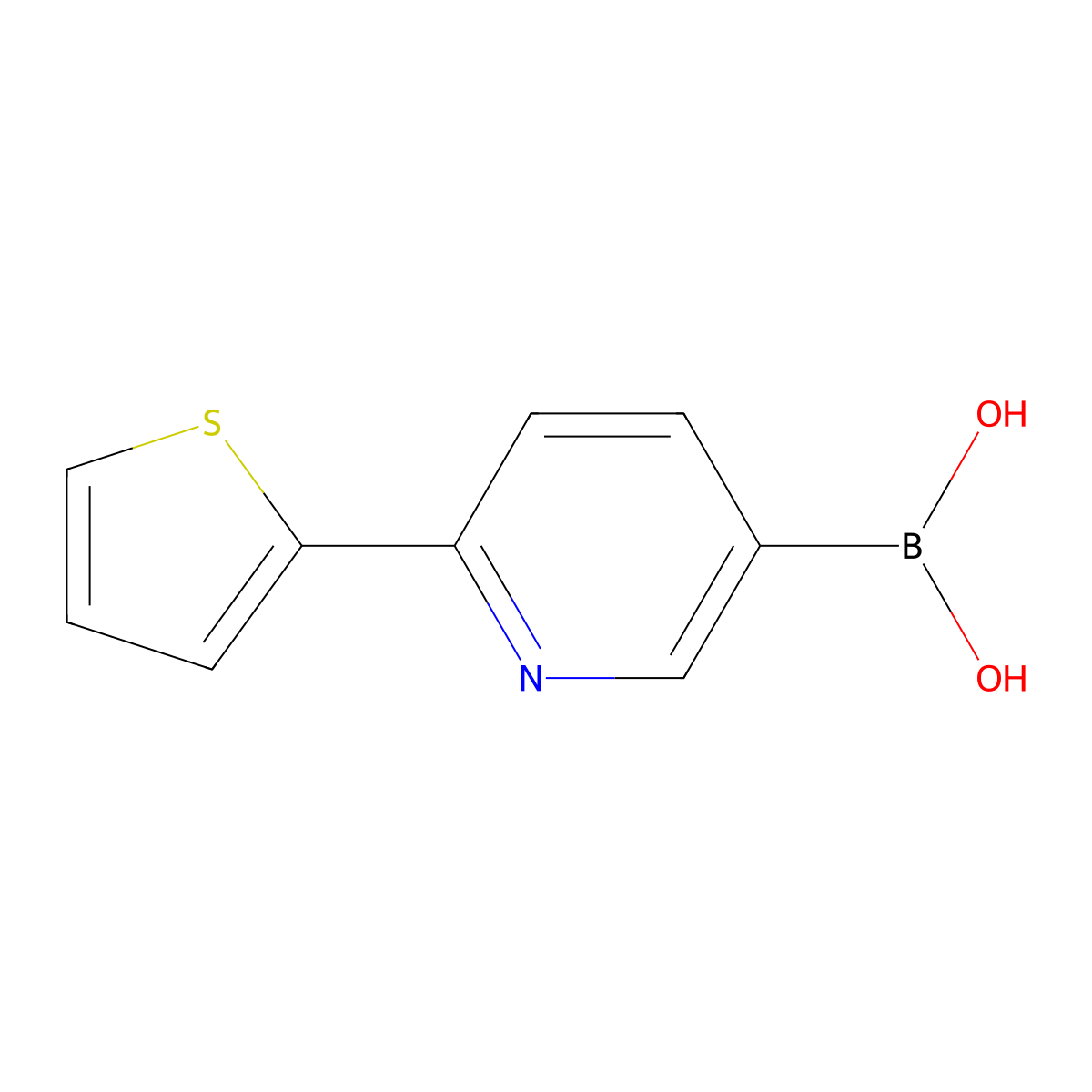 (6-(Thiophen-2-yl)pyridin-3-yl)boronic acid molecular structure, CAS 2225169-76-4