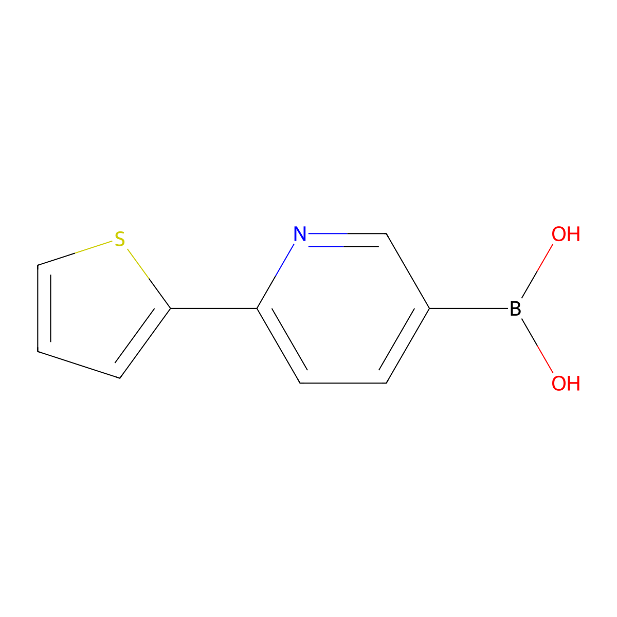 (6-(Thiophen-2-yl)pyridin-3-yl)boronic acid molecular structure, CAS 2225169-76-4