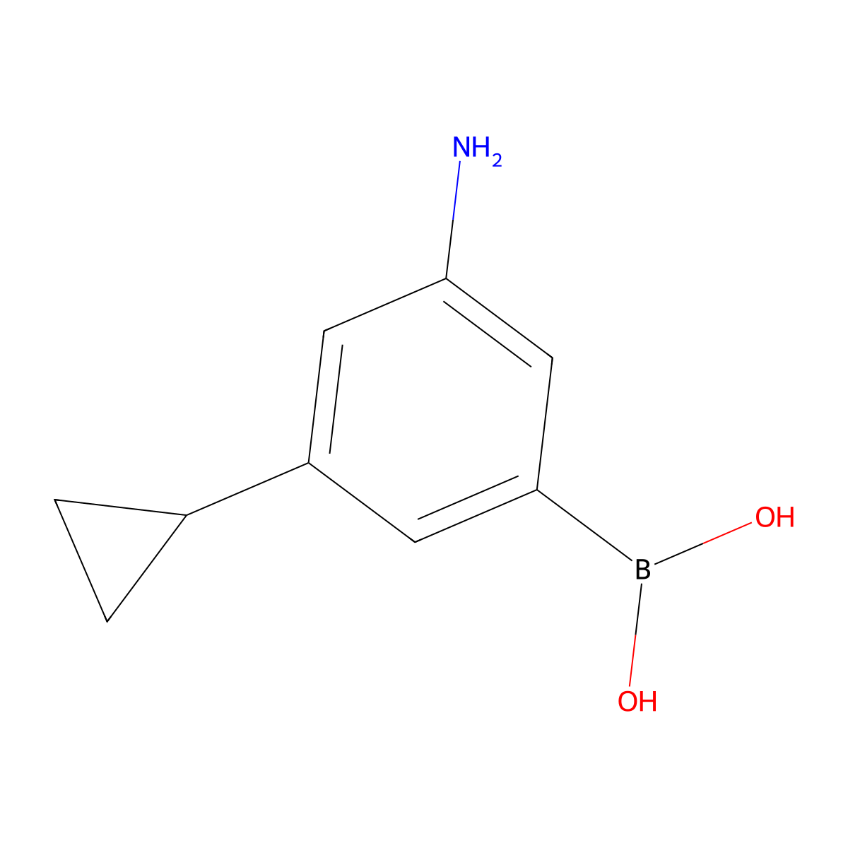 (3-Amino-5-cyclopropylphenyl)boronic acid molecular structure, CAS 2225169-81-1