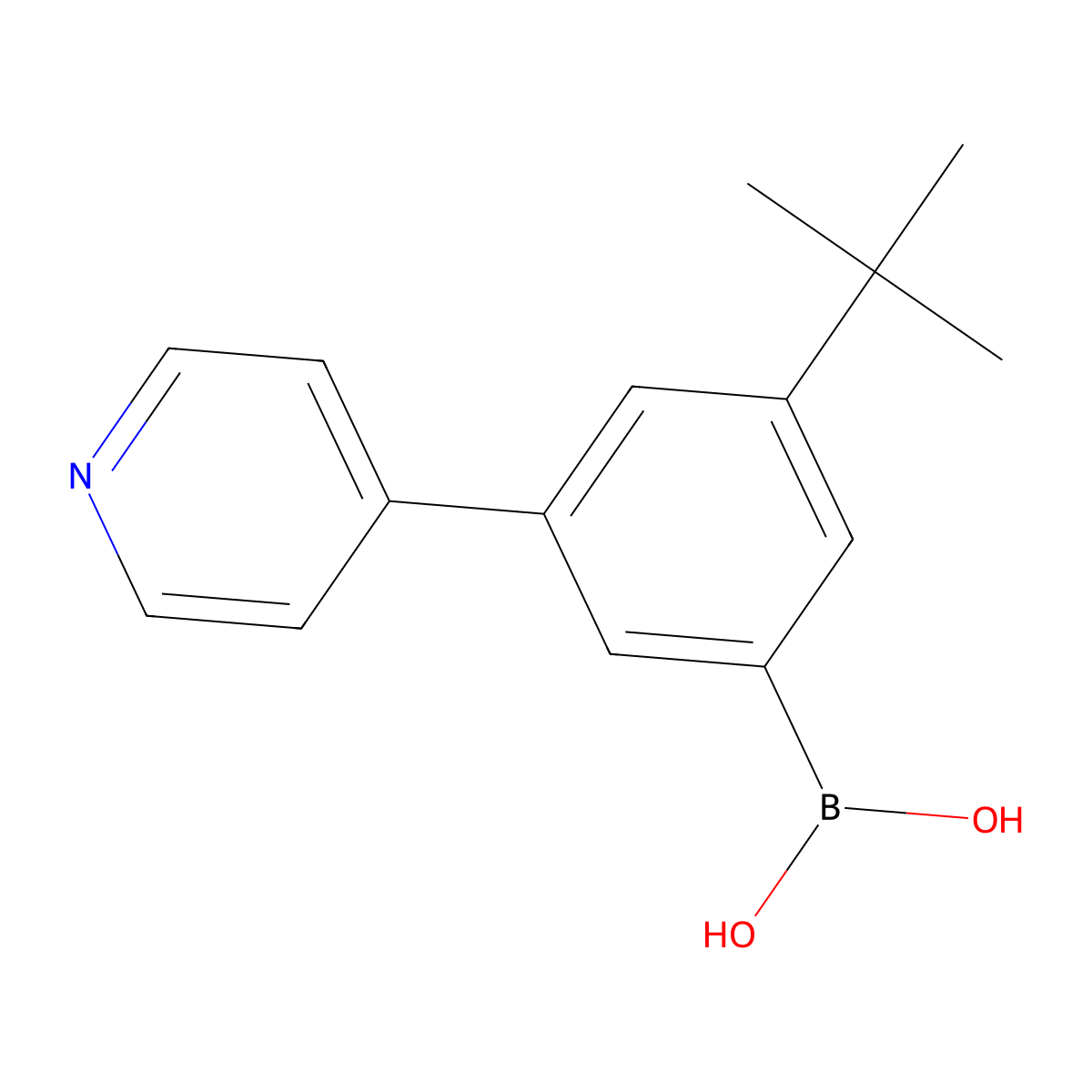 (3-(tert-Butyl)-5-(pyridin-4-yl)phenyl)boronic acid molecular structure, CAS 2225169-82-2