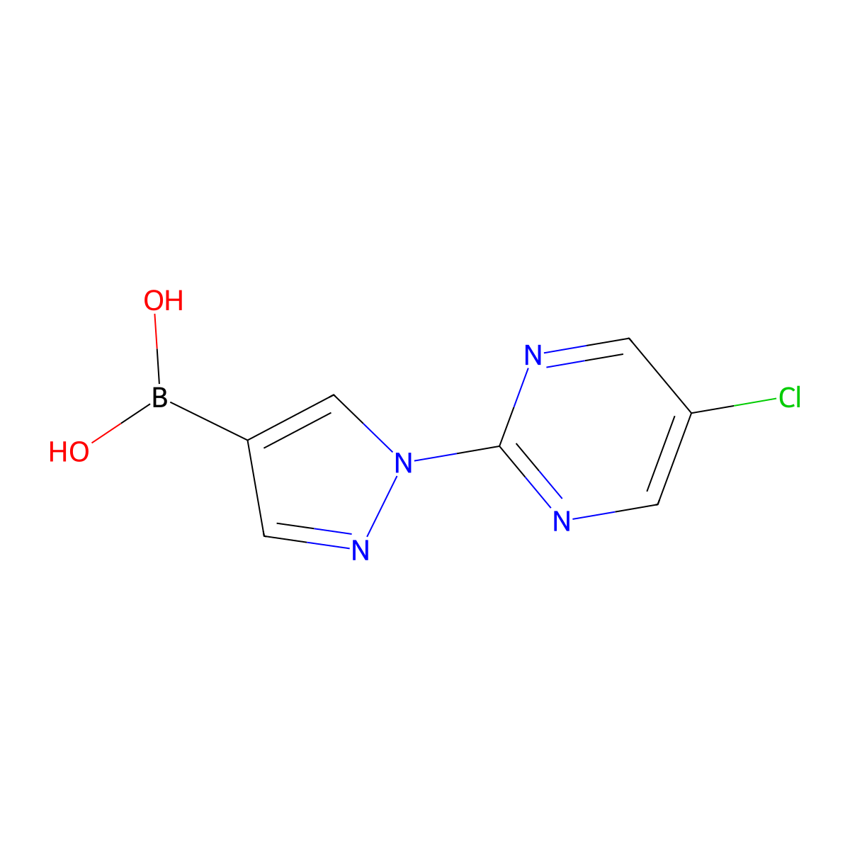 (1-(5-Chloropyrimidin-2-yl)-1H-pyrazol-4-yl)boronic acid molecular structure, CAS 2225169-84-4