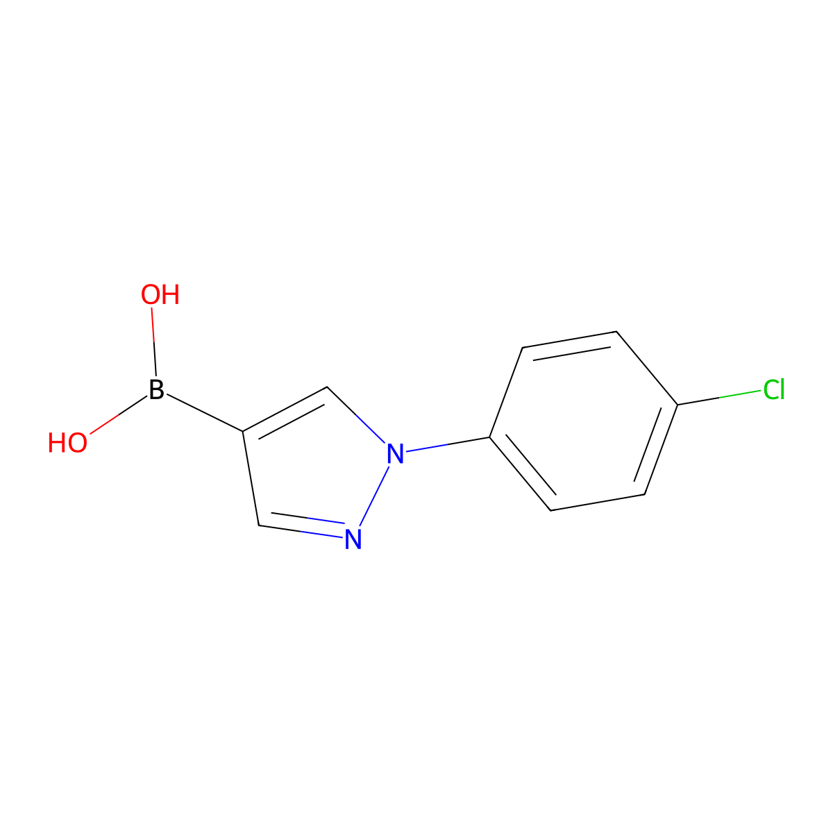 (1-(4-Chlorophenyl)-1H-pyrazol-4-yl)boronic acid molecular structure, CAS 2225169-87-7
