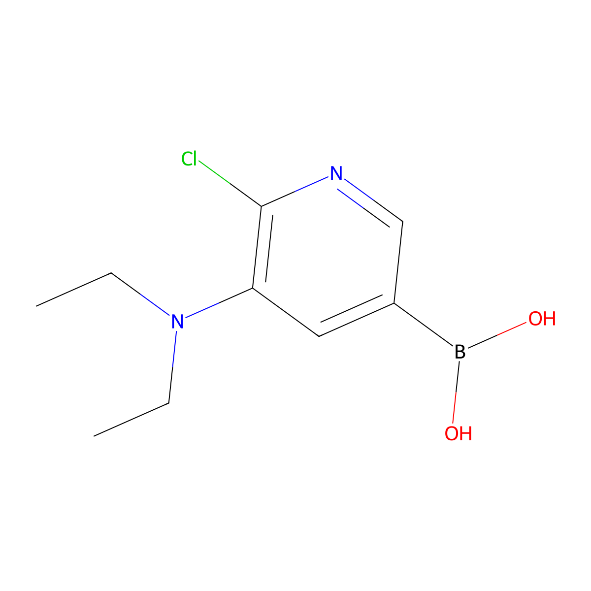 6-Chloro-5-diethylaminopyridine-3-boronic acid molecular structure, CAS 2225169-90-2