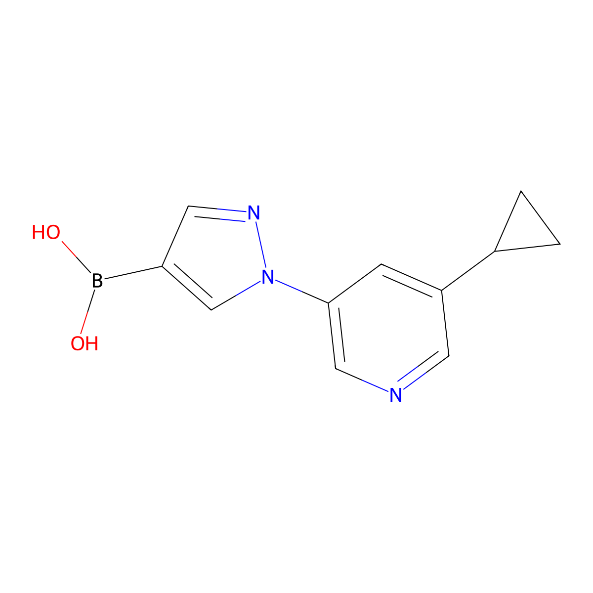 (1-(5-Cyclopropylpyridin-3-yl)-1H-pyrazol-4-yl)boronic acid molecular structure, CAS 2225169-91-3