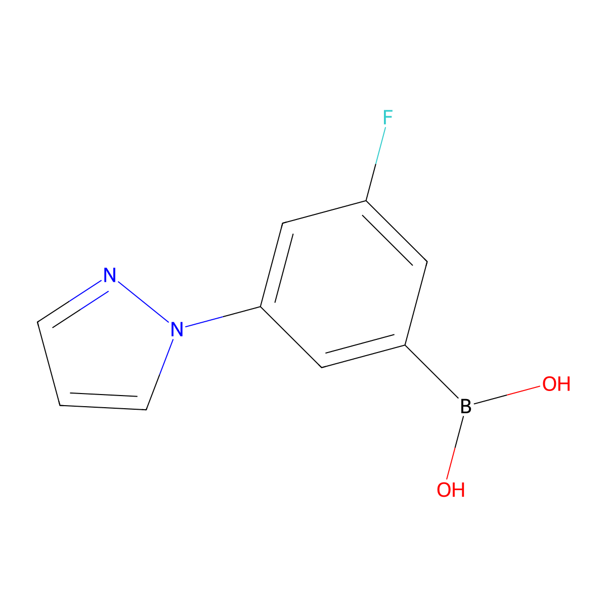 (3-Fluoro-5-(1H-pyrazol-1-yl)phenyl)boronic acid molecular structure, CAS 2225169-96-8