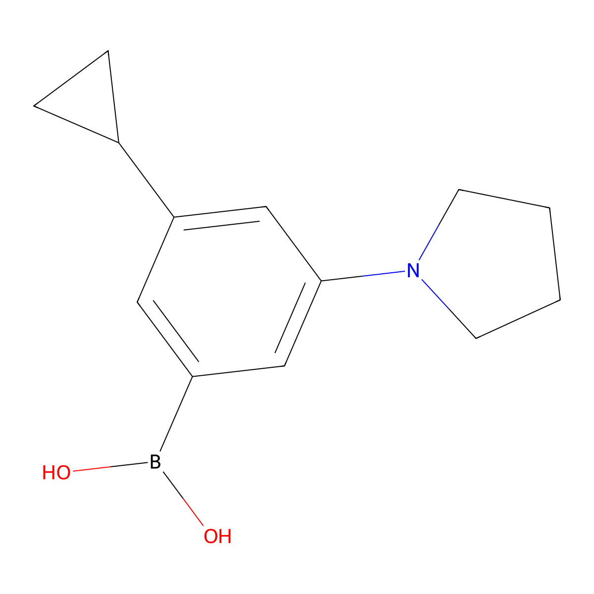 (3-Cyclopropyl-5-(pyrrolidin-1-yl)phenyl)boronic acid molecular structure, CAS 2225169-97-9