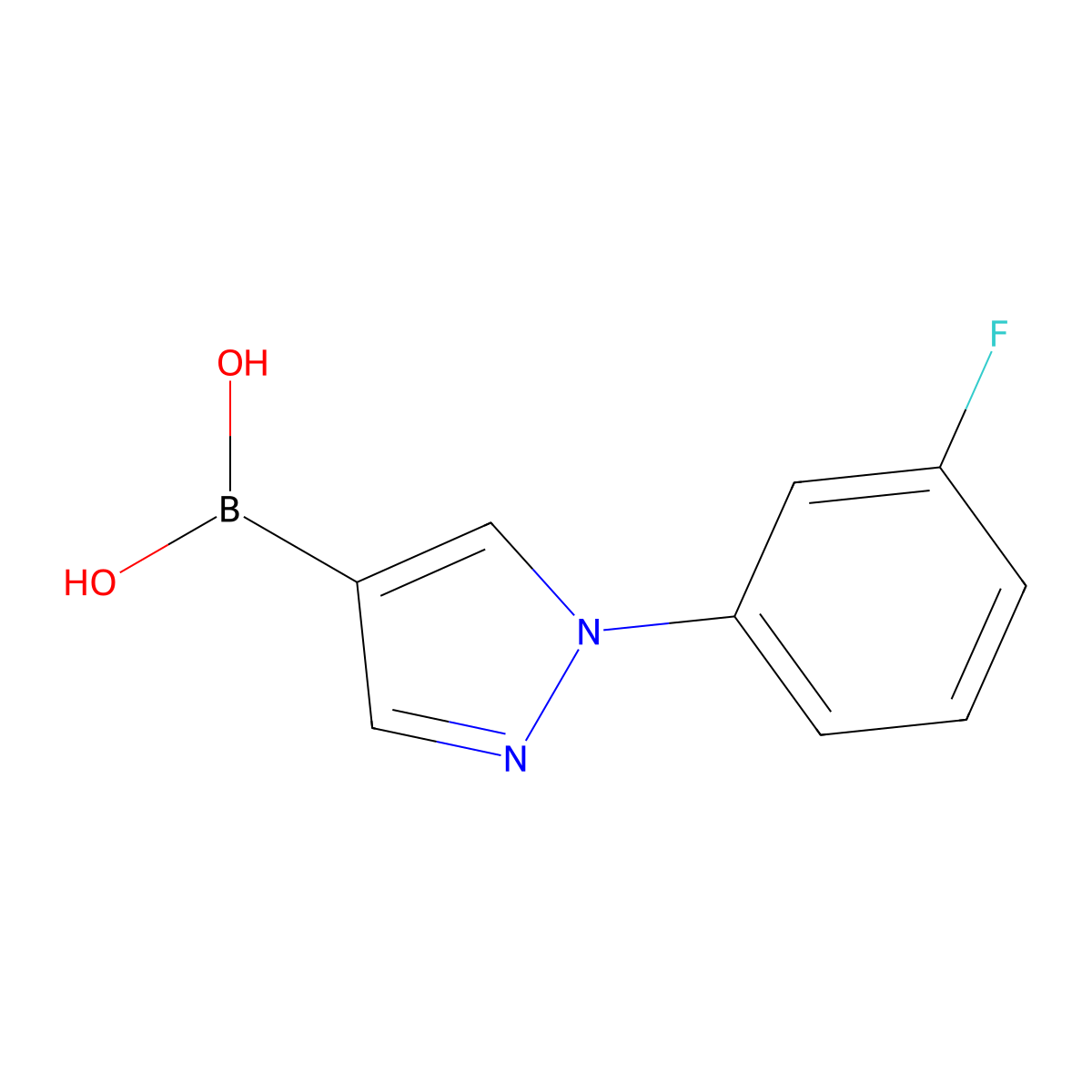 (1-(3-Fluorophenyl)-1H-pyrazol-4-yl)boronic acid molecular structure, CAS 2225169-98-0