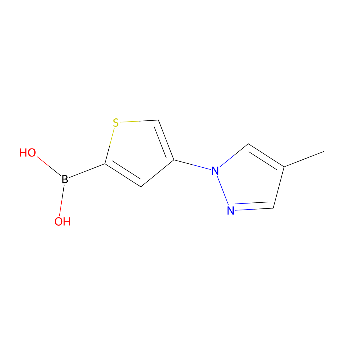 (4-(4-Methyl-1H-pyrazol-1-yl)thiophen-2-yl)boronic acid molecular structure, CAS 2225170-00-1