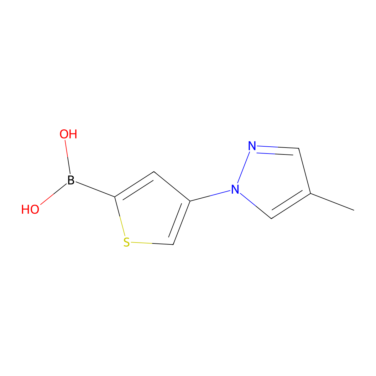 (4-(4-Methyl-1H-pyrazol-1-yl)thiophen-2-yl)boronic acid molecular structure, CAS 2225170-00-1