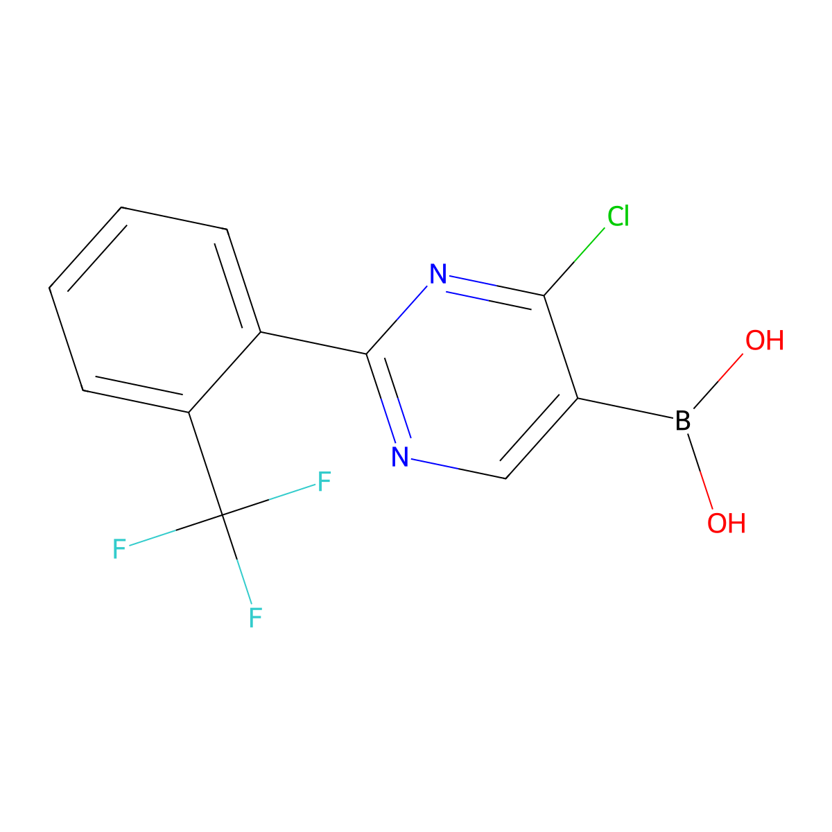 (4-Chloro-2-(2-(trifluoromethyl)phenyl)pyrimidin-5-yl)boronic acid molecular structure, CAS 2225170-02-3