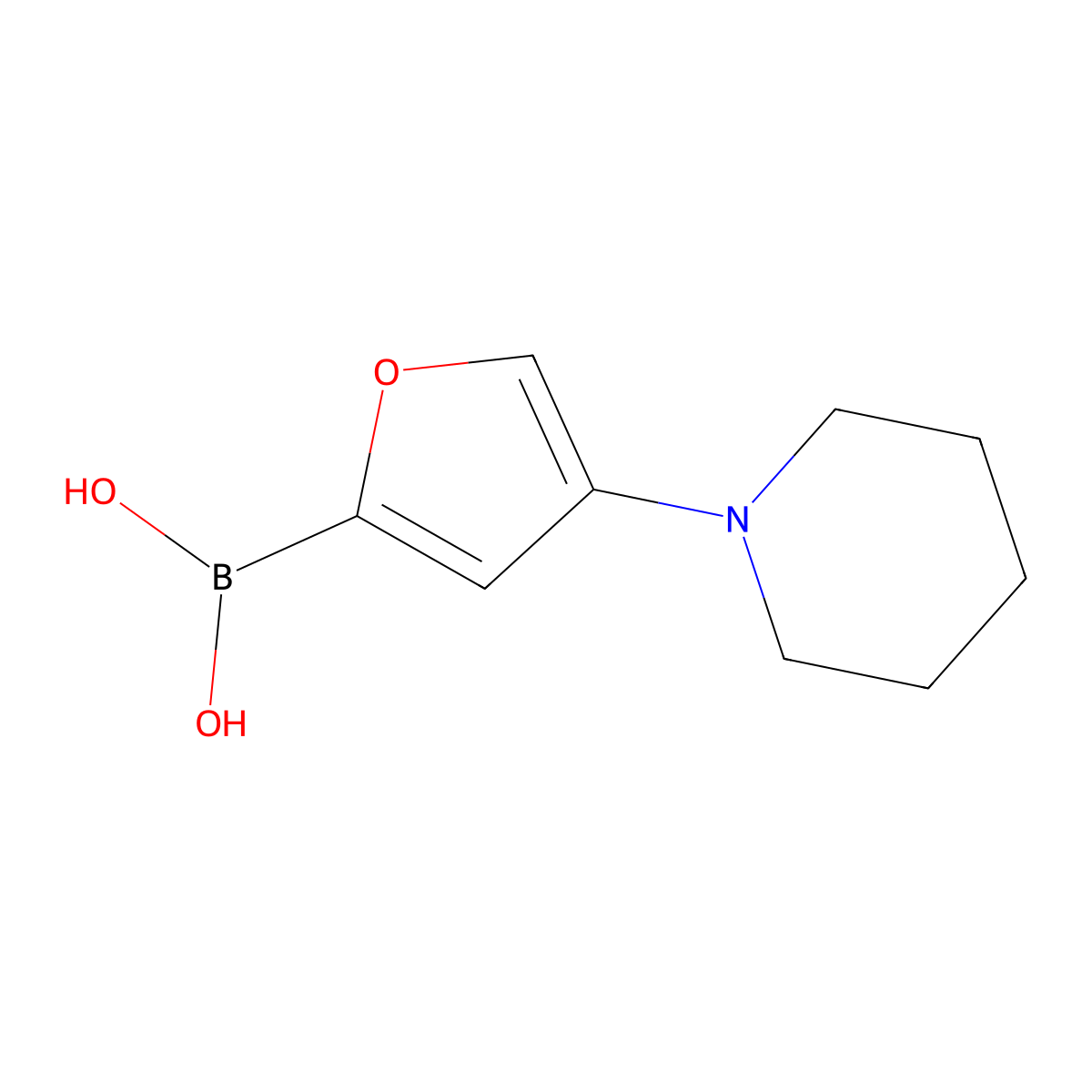 (4-(Piperidin-1-yl)furan-2-yl)boronic acid molecular structure, CAS 2225170-09-0
