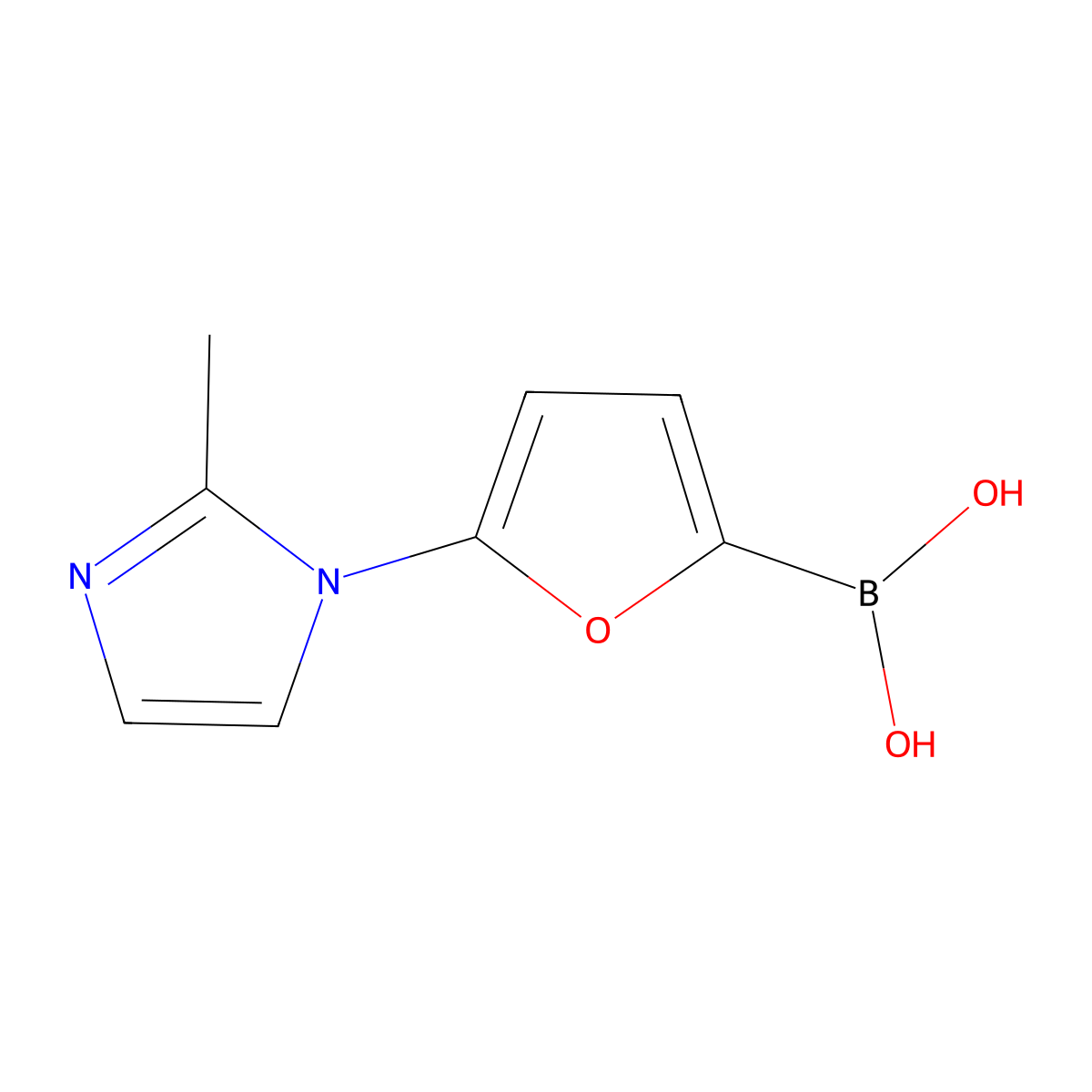 (5-(2-Methyl-1H-imidazol-1-yl)furan-2-yl)boronic acid molecular structure, CAS 2225170-10-3