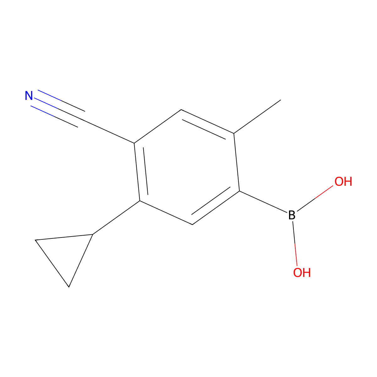 (4-Cyano-5-cyclopropyl-2-methylphenyl)boronic acid molecular structure, CAS 2225170-11-4