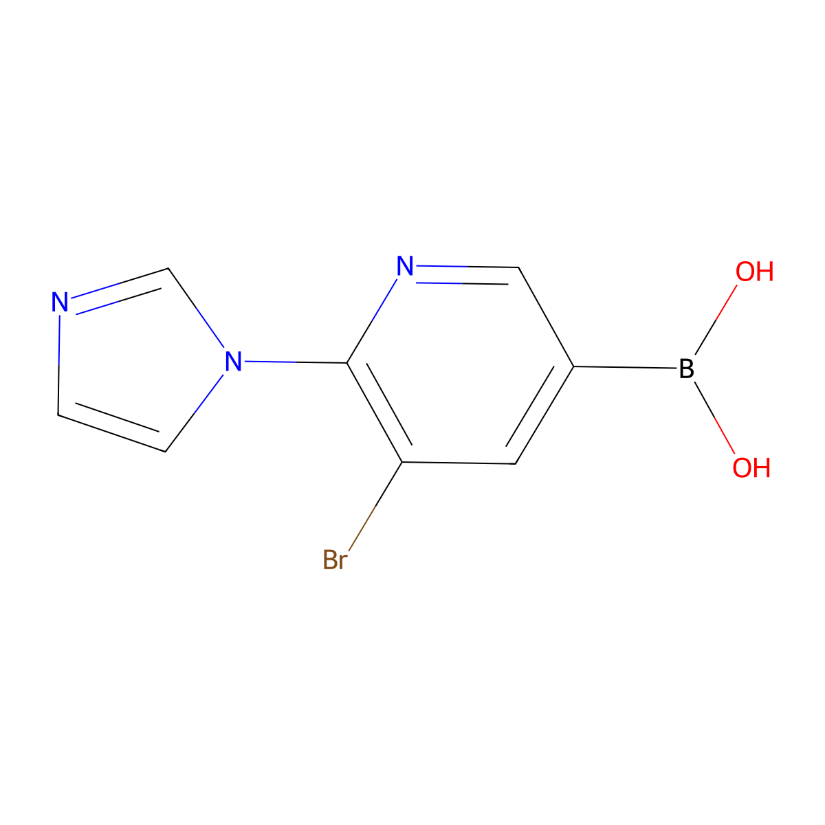 (5-Bromo-6-(1H-imidazol-1-yl)pyridin-3-yl)boronic acid molecular structure, CAS 2225170-12-5