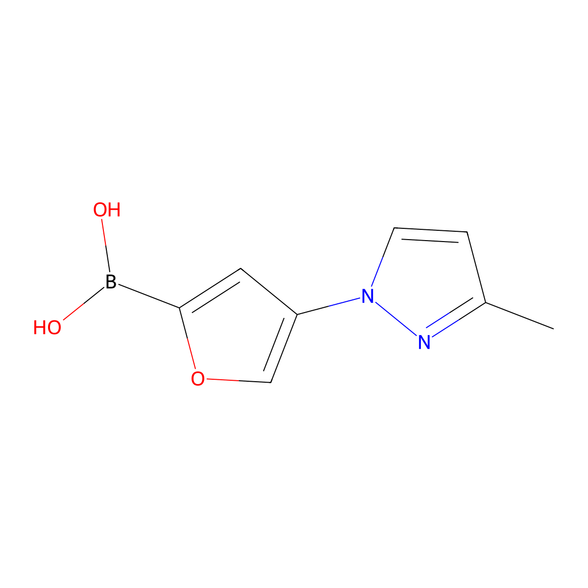 (4-(3-Methyl-1H-pyrazol-1-yl)furan-2-yl)boronic acid molecular structure, CAS 2225170-14-7