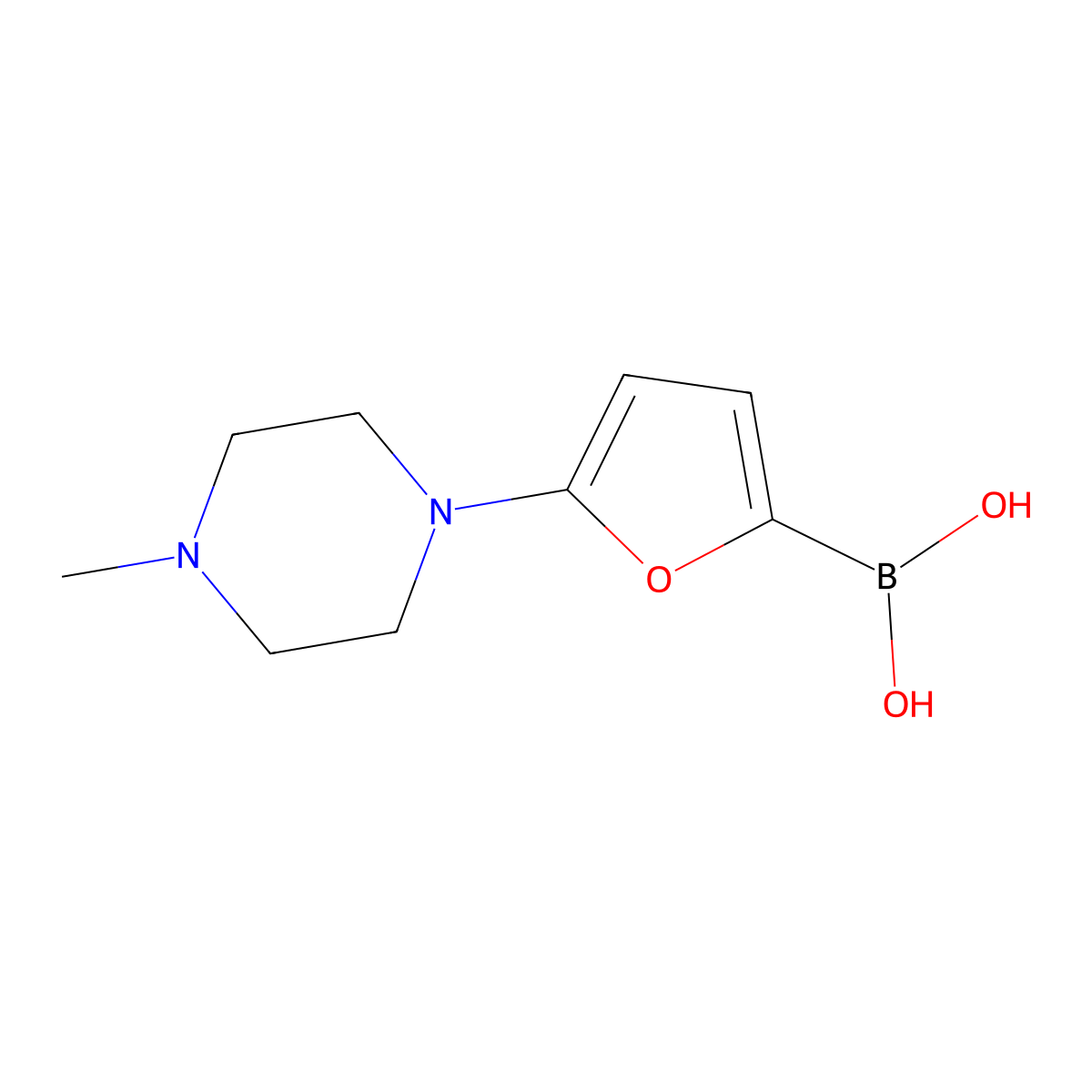 (5-(4-Methylpiperazin-1-yl)furan-2-yl)boronic acid molecular structure, CAS 2225170-17-0