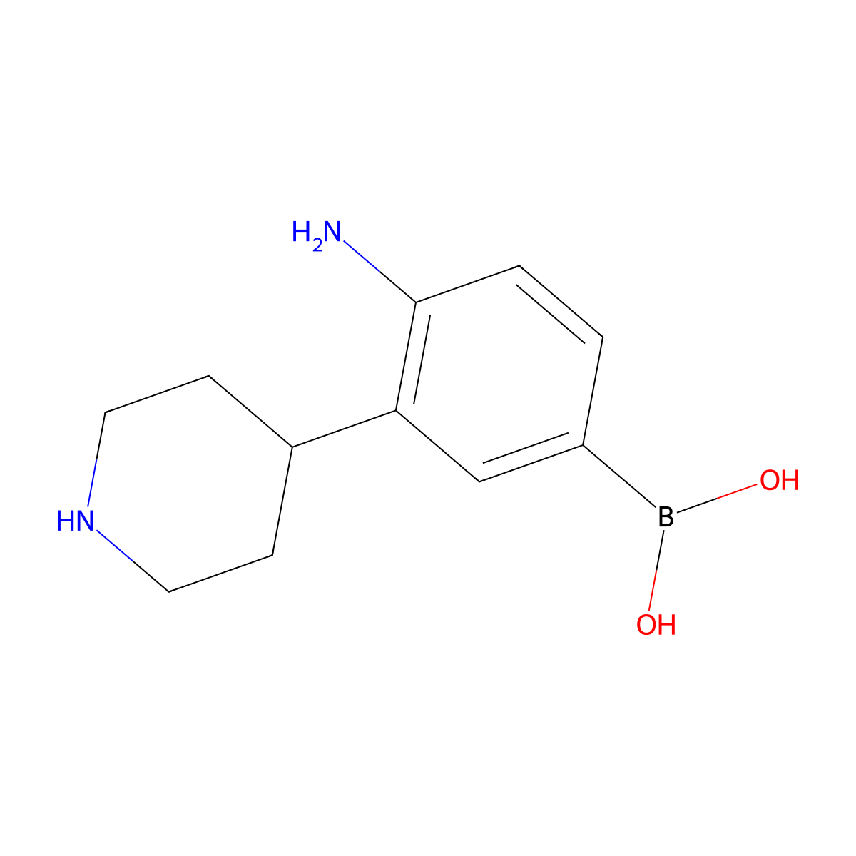 (4-Amino-3-(piperidin-4-yl)phenyl)boronic acid molecular structure, CAS 2225170-20-5