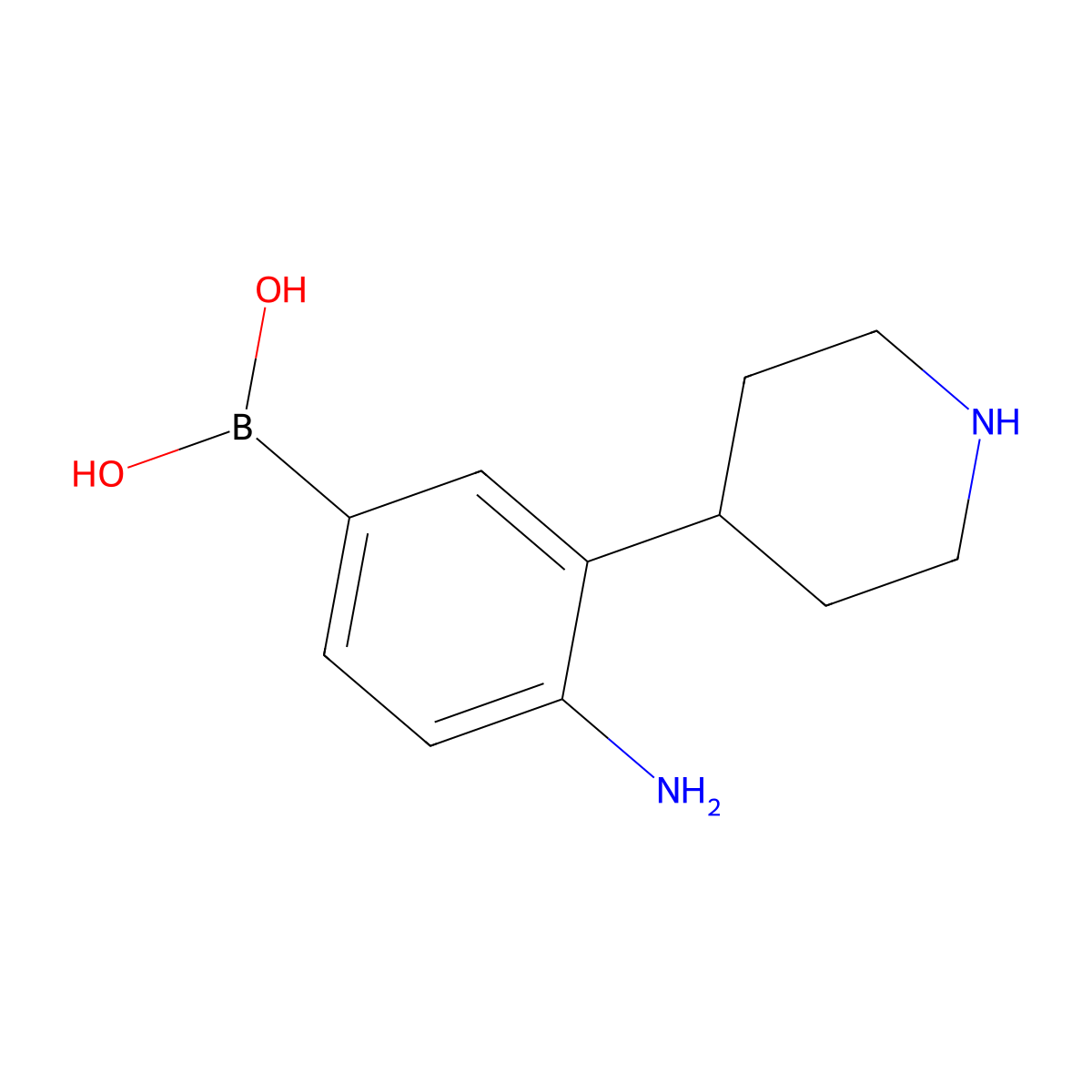(4-Amino-3-(piperidin-4-yl)phenyl)boronic acid molecular structure, CAS 2225170-20-5