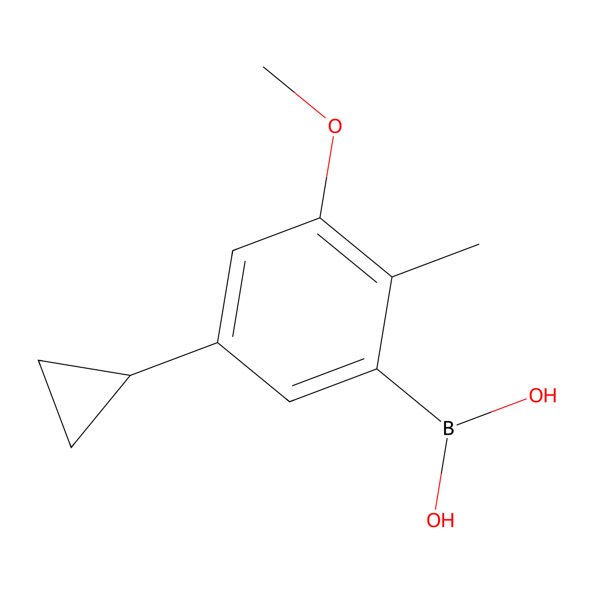 (5-Cyclopropyl-3-methoxy-2-methylphenyl)boronic acid molecular structure, CAS 2225170-21-6