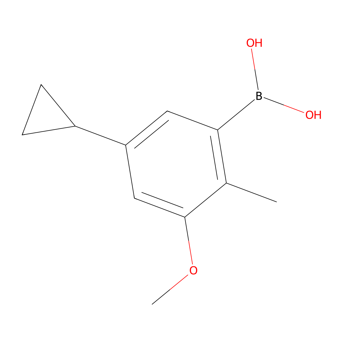 (5-Cyclopropyl-3-methoxy-2-methylphenyl)boronic acid molecular structure, CAS 2225170-21-6