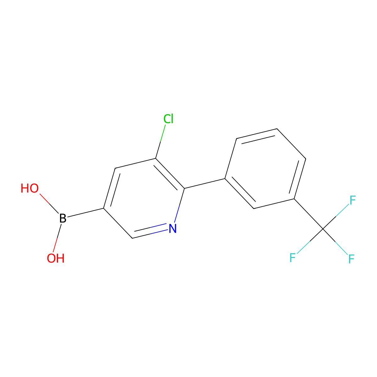 (5-Chloro-6-(3-(trifluoromethyl)phenyl)pyridin-3-yl)boronic acid molecular structure, CAS 2225170-23-8