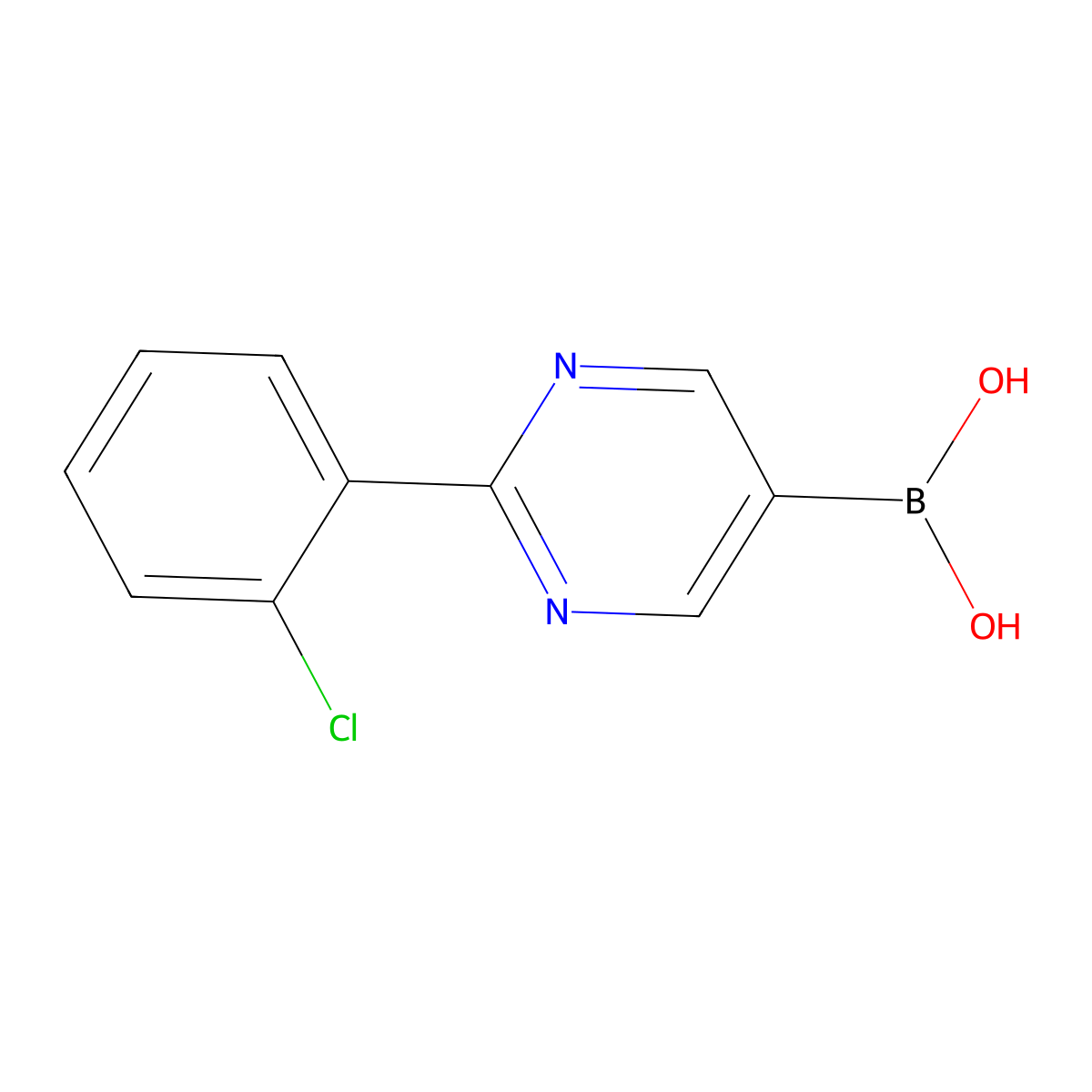 (2-(2-Chlorophenyl)pyrimidin-5-yl)boronic acid molecular structure, CAS 2225170-25-0